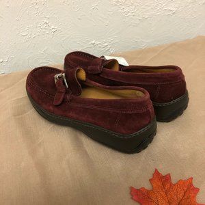 Burgundy Coach Suede Flats